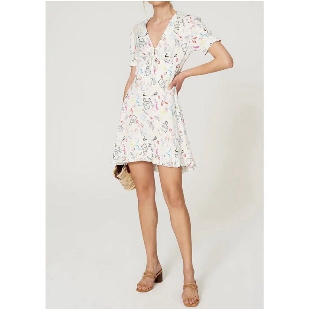 Maje Ramake Printed Jacquard and Ruffle Dress, FR Size 36 (US S)